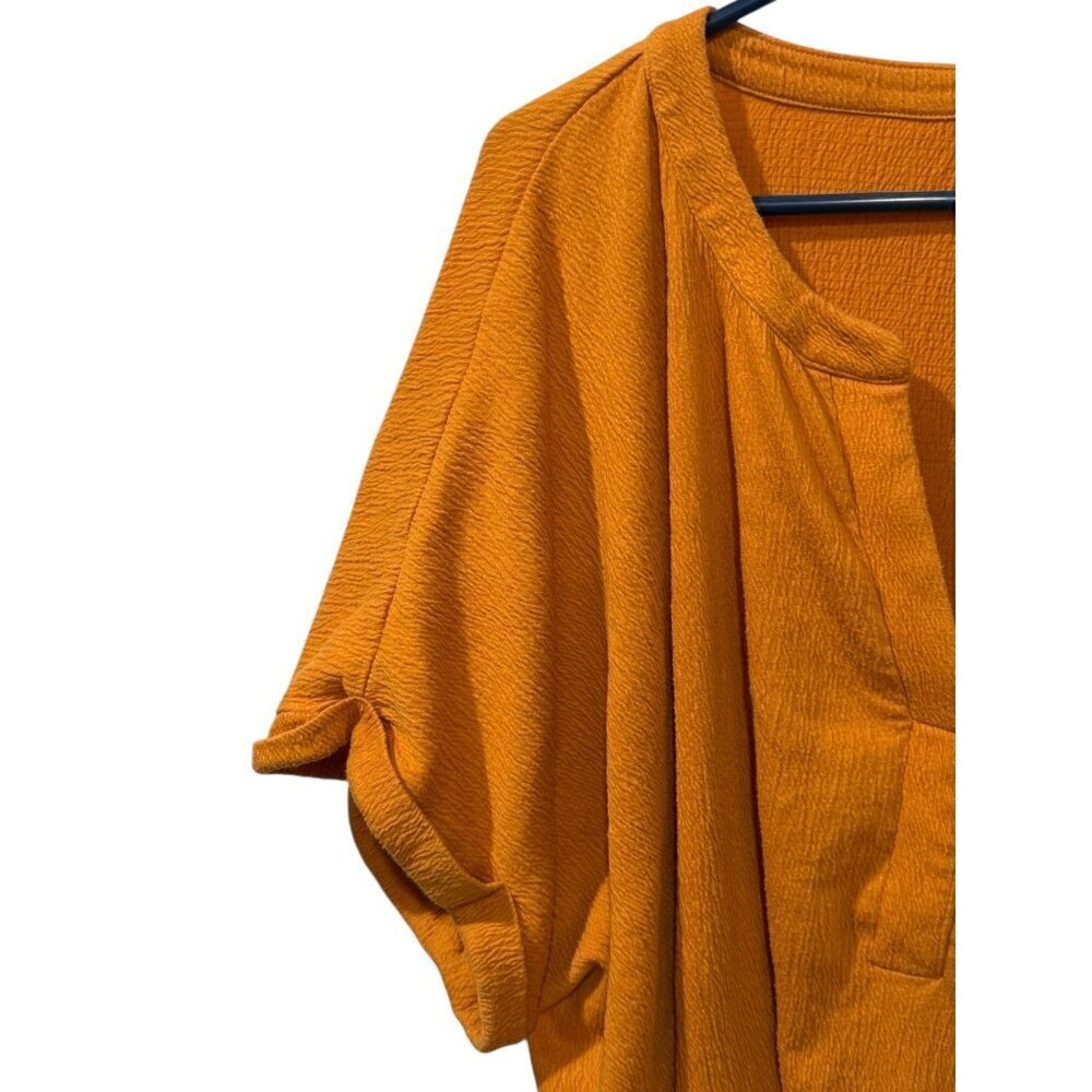 Ava & Viv Womens mustard yellowTextured V-Neck Blouse Size 4X Lightweight & Rela - Picture 3 of 4